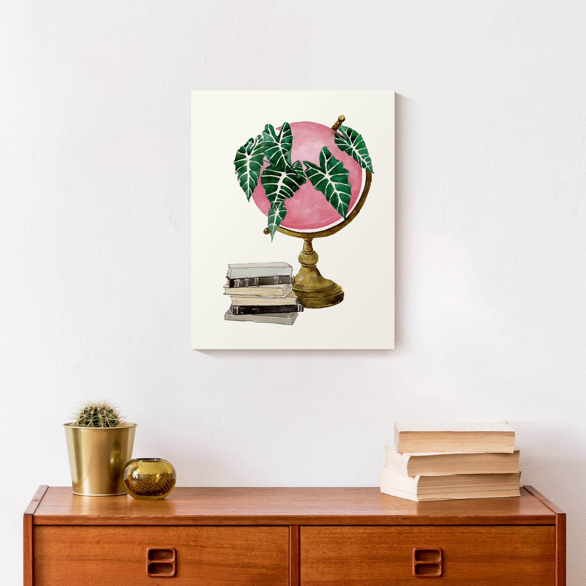 Leaves On A Globe 11" x 14" Canvas Wall Art